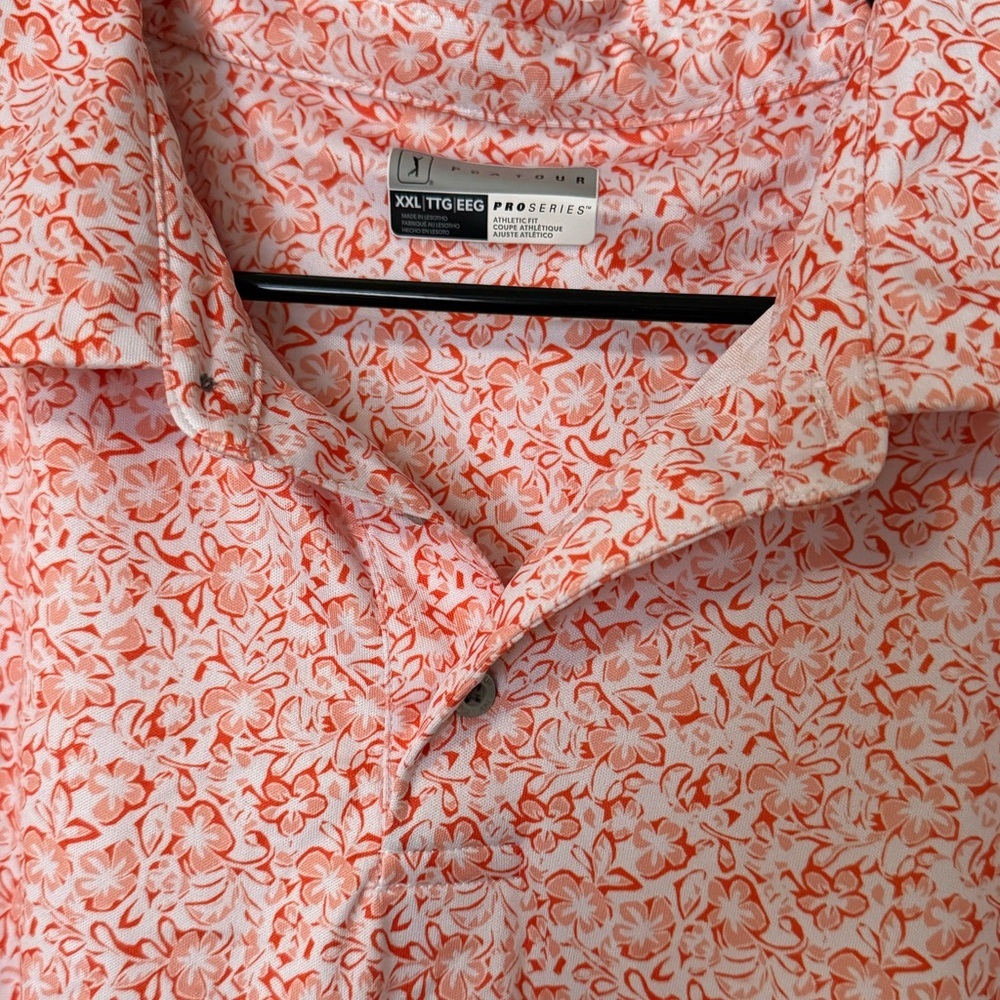PGA Polo Shirt in Orange Floral - Picture 2 of 3